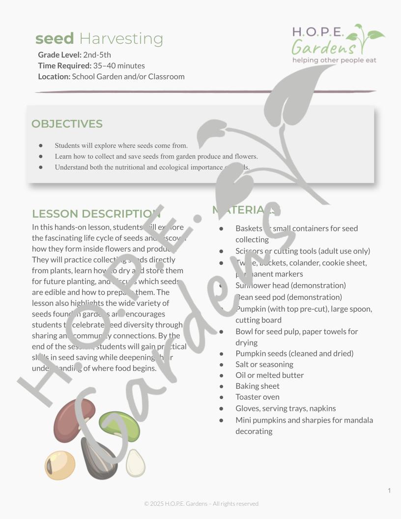 Seed Harvesting (Digital Download)