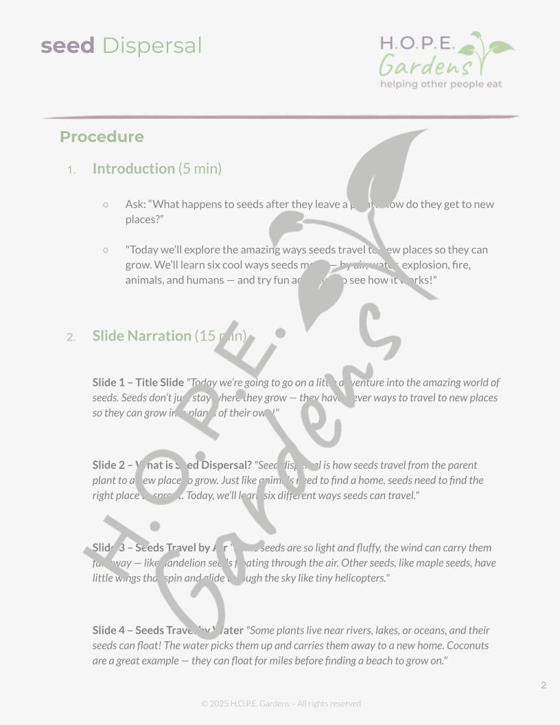 Seed Dispersal Lesson 🌱 (Digital Download)