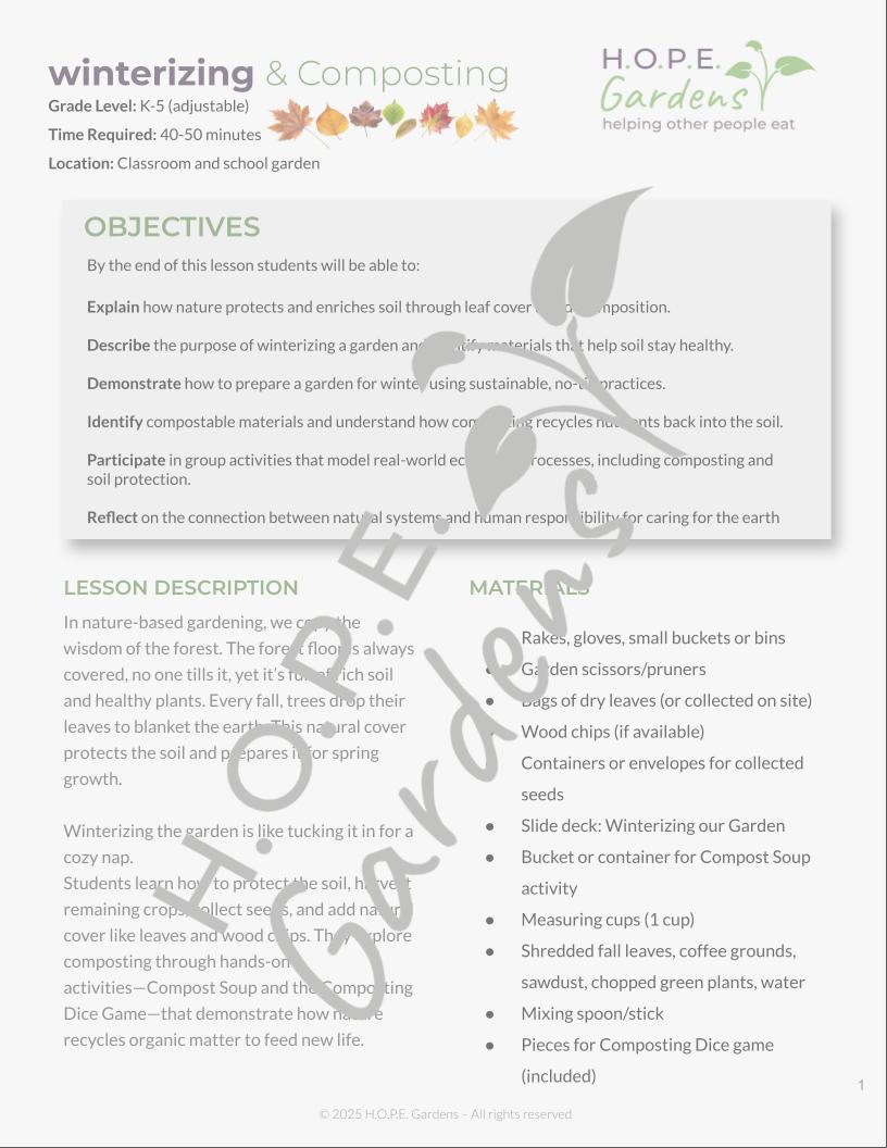 Winterizing Your Garden – Nature-Based Lesson + Slide Lesson (Digital Download)
